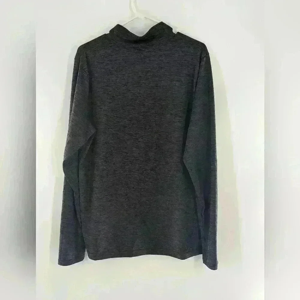 Reebok Men's Medium Mock Neck Charcoal Gray Small Zip Thumb Hole pullover - Picture 4 of 9